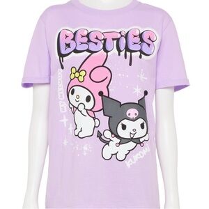 My Melody and Kuromi Hybrid Besties Short Sleeve Rolled Cuff Graphic Tee